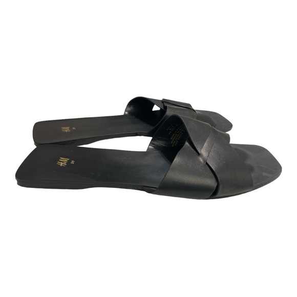 H&M Black Leather Slides Slippers Sandals size 8 - Picture 3 of 9